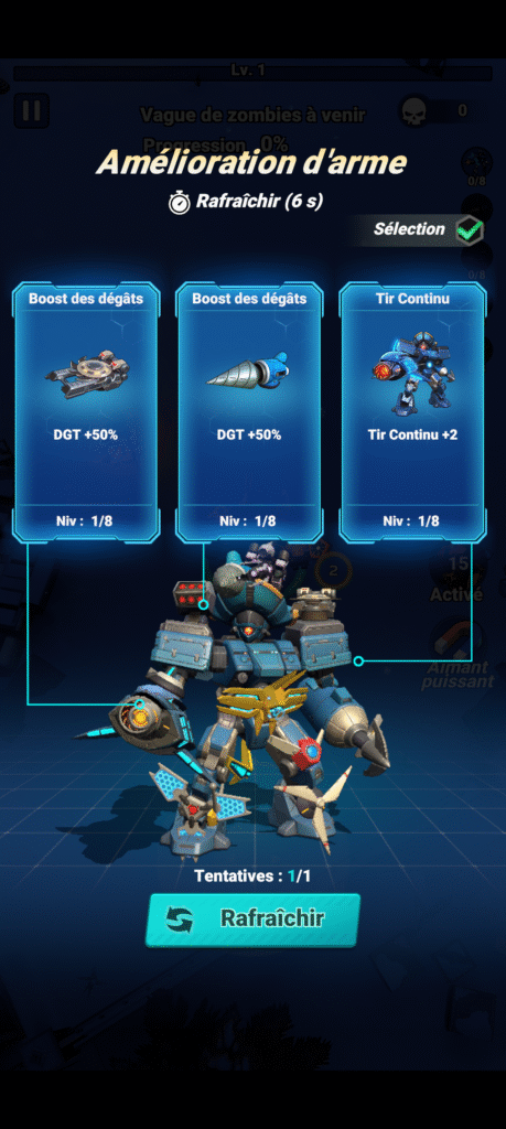 Choix buff amélioration armes